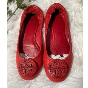 Tory Burch Reva Leather flats Red 7.5
